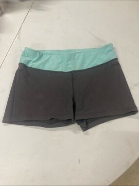 Avia Black Bike Shorts with Aqua Fold-Over Waistband
